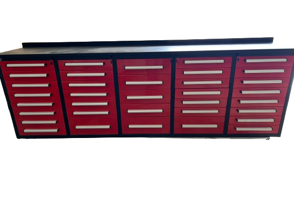 Chery Industrial 10’ Storage Cabinet with 35 Drawers Heavy‑Duty Tool Workbench