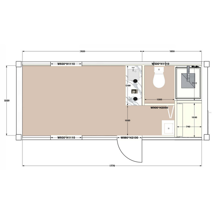 20ft Container House with 1 Bathroom