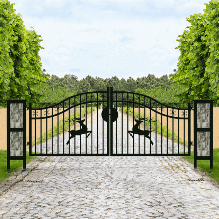 Chery Industrial 20ft Wrought Steel Garden Driveway Gate with Post