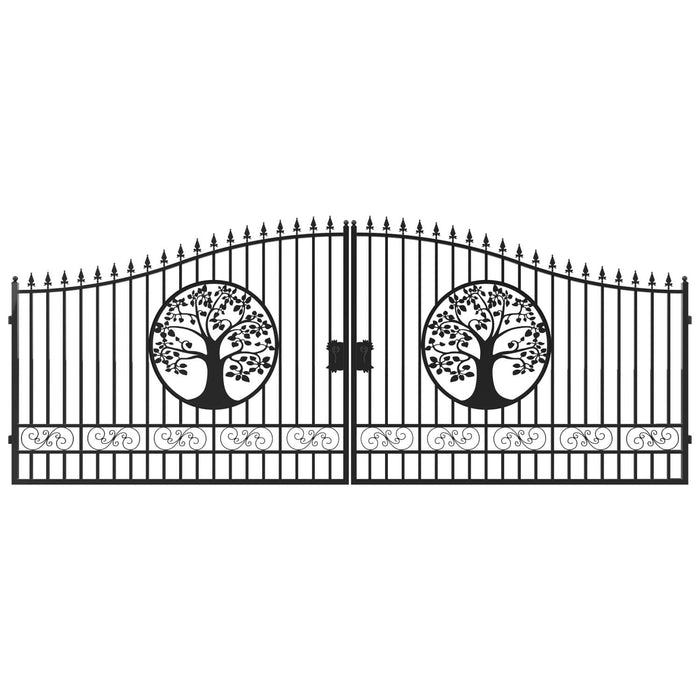 20x8 ft Steel Dual Swing Driveway Gate