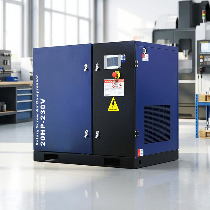 74CFM Rotary Screw Air Compressor, 20HP, 125PSI, 230V 3PHASE 60HZ
