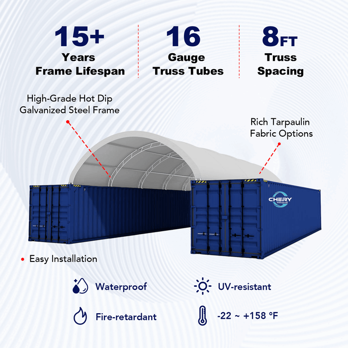 20’ x 40’ Double Truss Container Shelter
