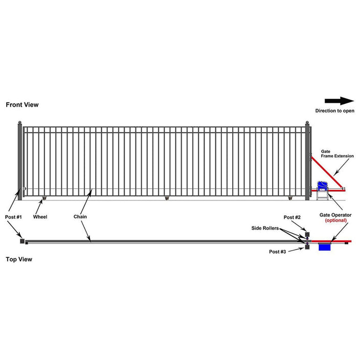 20x6 ft Steel Sliding Driveway Gate - MADRID Style