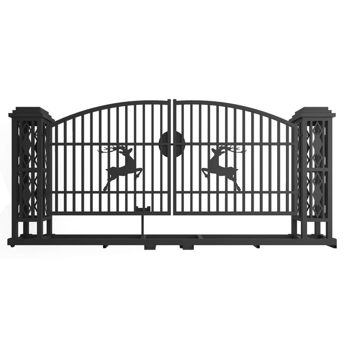 20x8 ft Dual Swing Driveway Gate with Ornamental Posts