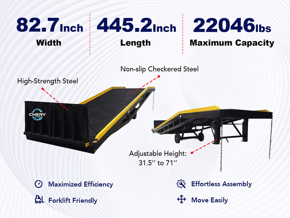 Chery Industrial 22,000 lb. Capacity Portable Loading Dock Ramps Yard Ramp