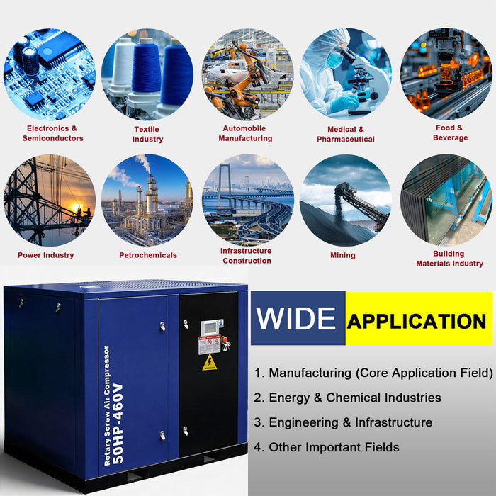 219CFM Rotary Screw Air Compressor – 50HP, 125 PSI, 460V 3-Phase