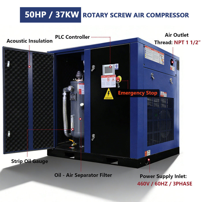 219CFM Rotary Screw Air Compressor – 50HP, 125 PSI, 460V 3-Phase