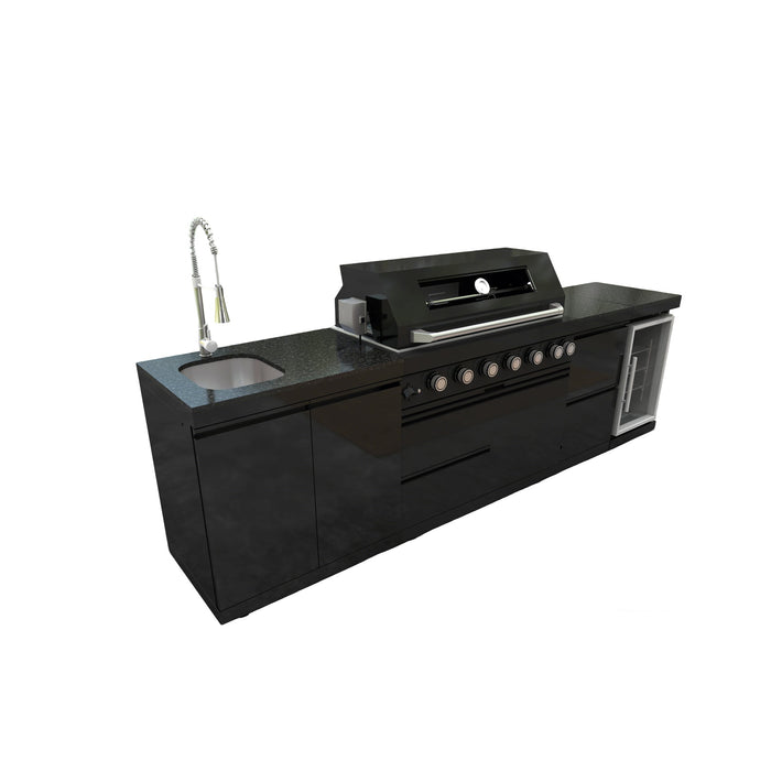 115" 6-Burner 85,000 Black Outdoor Kitchen Island Grill Rotisserie kit