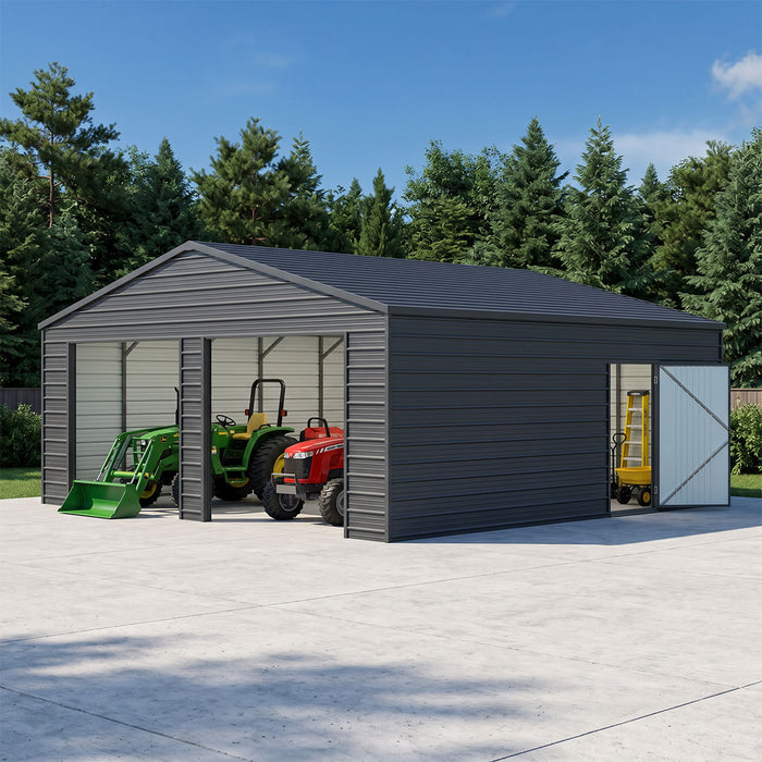22' x 23' Double Garage Metal Shed with Side Door