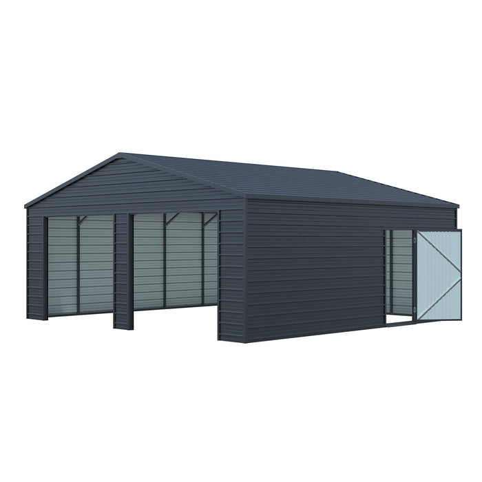 22' x 23' Double Garage Metal Shed with Side Door