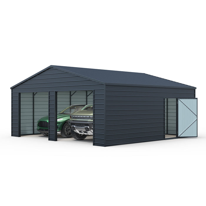 22' x 23' Double Garage Metal Shed with Side Door
