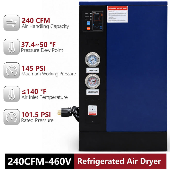240CFM Refrigerated Air Dryer 3Phase 460V For Air Compressor