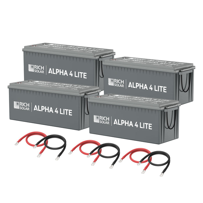 Rich Solar 24V 400Ah LiFePO4 Battery Bank Kit (10.2kWh), ALPHA 4 LITE, 4x 100Ah