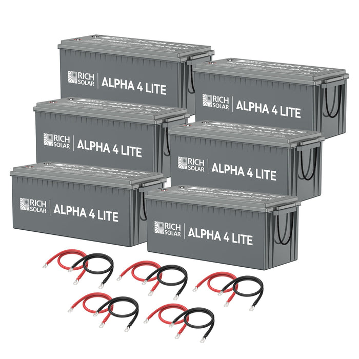 Rich Solar 24V 600Ah LiFePO4 Battery Bank Kit (15.3kWh), ALPHA 4 LITE, 6x 100Ah