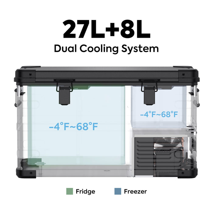 ICECO 37QT APL35-Black Aluminum Freezer With Magnetic Power Bank