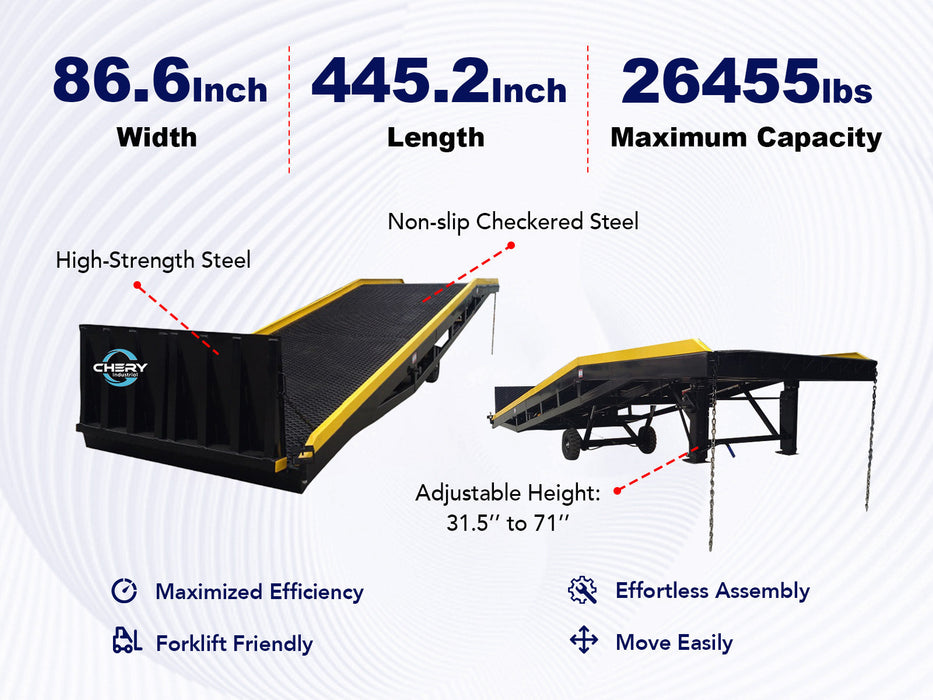 Chery Industrial Portable Loading Dock Ramps Yard Ramp - 26,500 lb. Capacity
