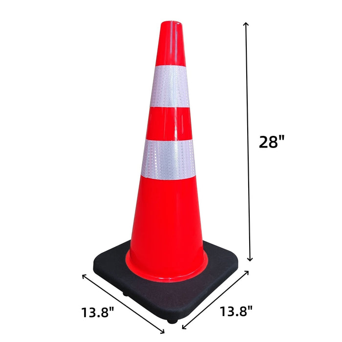 28" Traffic Cone, Reflective, Black Base