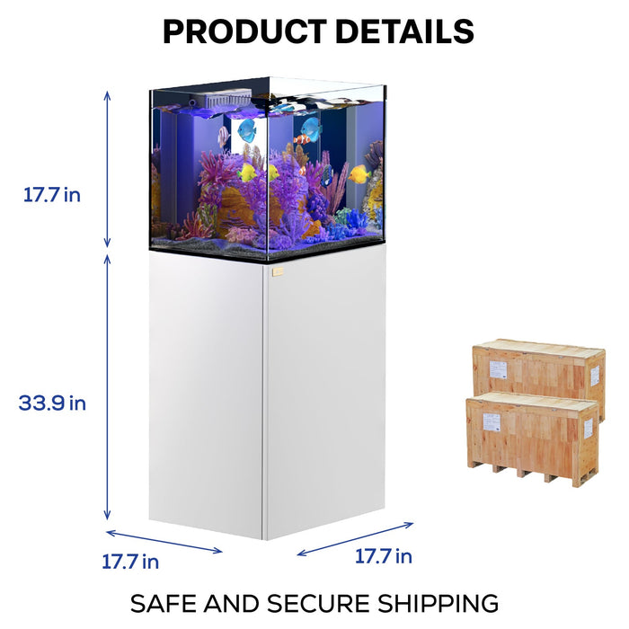 Aqua Dream 37 Gallon Coral Reef Aquarium Ultra Clear Glass Tank & Built in Sump All White