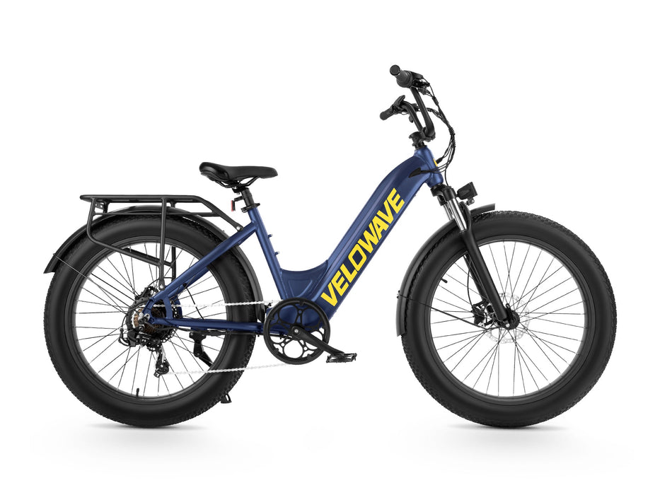Velowave Rover Step-Thru Electric Bike 750W Motor, Fat Tires, 50-Mile Range, Hydraulic Brakes