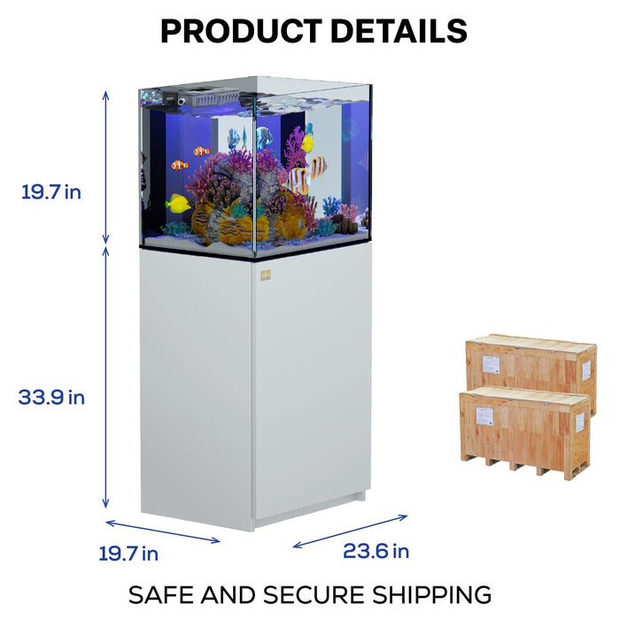 Aqua Dream 63 Gallon Coral Reef Aquarium Ultra Clear Glass Tank & Built in Sump White