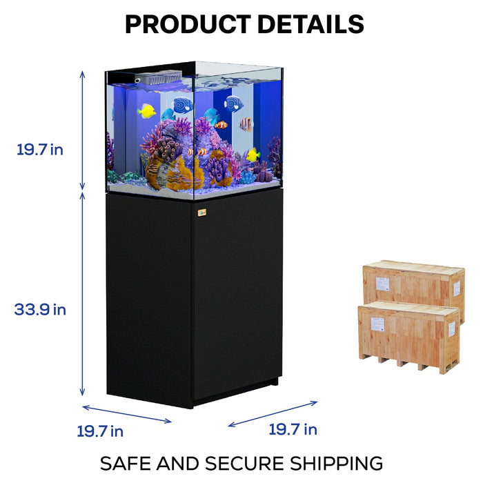 Aqua Dream 50 Gallon Coral Reef Aquarium Ultra Clear Glass Tank & Built in Sump All Black