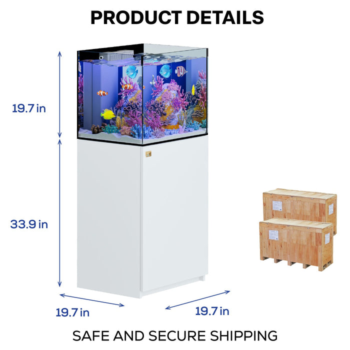 Aqua Dream 50 Gallon Reef Tank Aquarium Ultra Clear Glass & Built in Sump All White