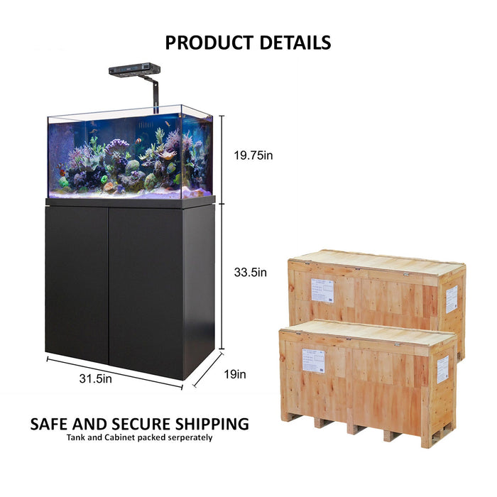 Aqua Dream Coral Reef Aquarium Tempered Glass 90 Gallon Tank Complete Set Black including one Coral light & one Protein Skimmer