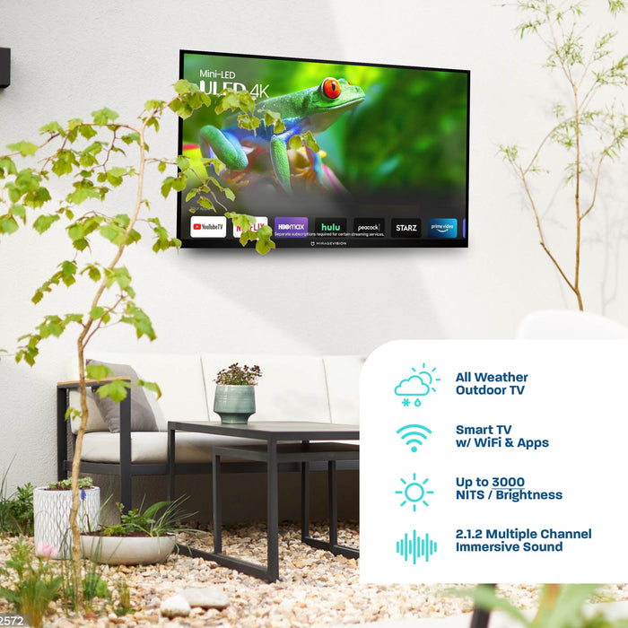 MirageVision Full Sun Outdoor TV – 3000 Nits, Mini-LED Pro – Platinum Series