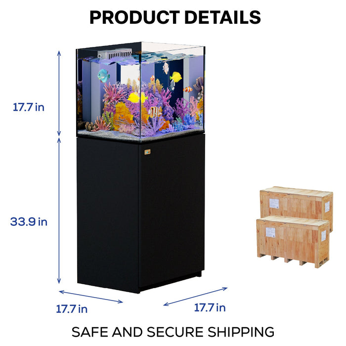 Aqua Dream 37 Gallon Aquarium Coral Reef Ultra Clear Glass Tank & Built in Sump All Black