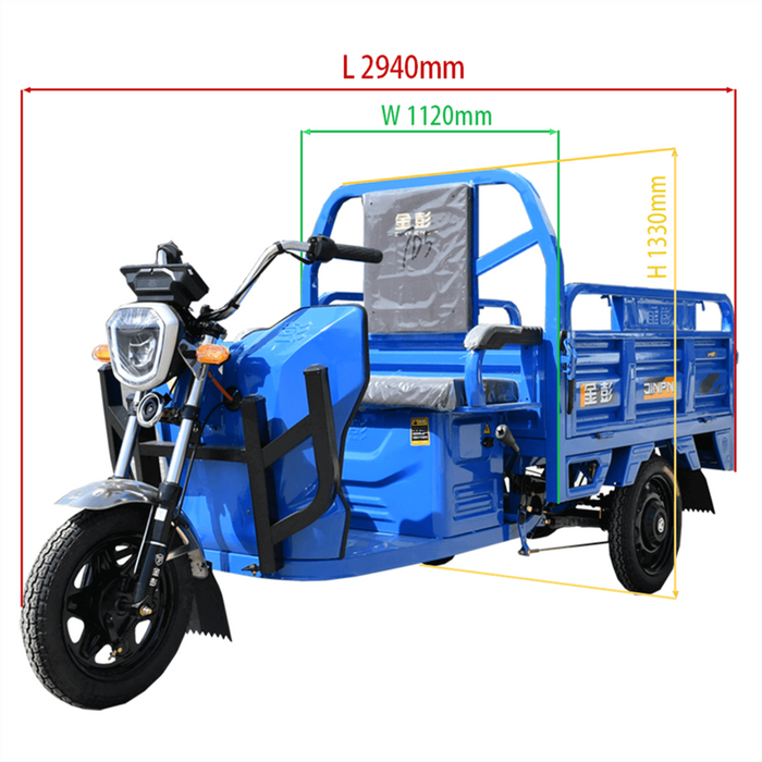 Jinpeng 800W Electric Cargo Tricycle Truck w/ Loading Hopper