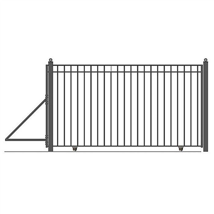 25ft Steel Sliding Driveway Gate with 5ft Pedestrian Gate