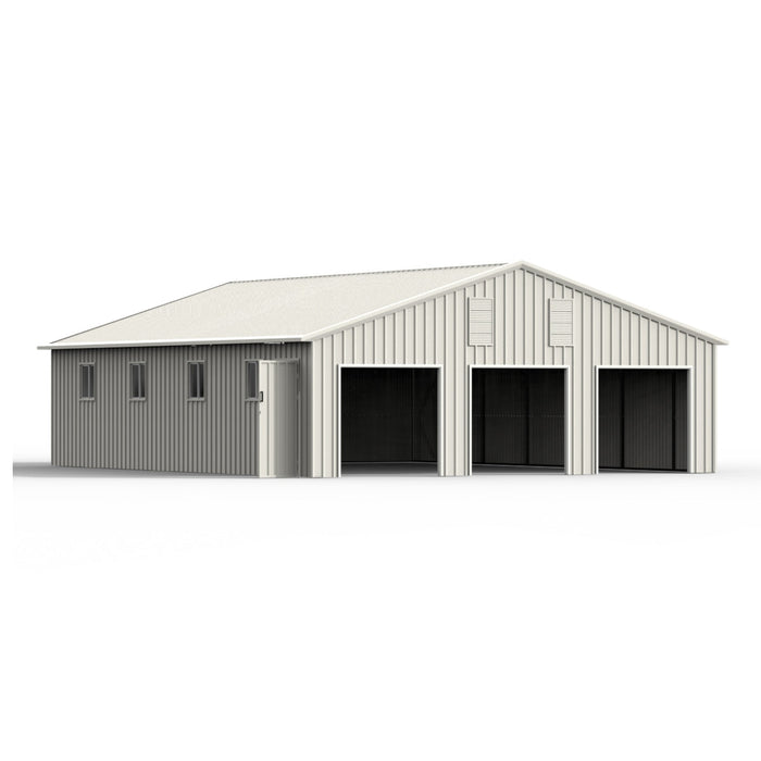 Chery Industrial 35' x 40' Three Car Garage Shed with Side Entry Door & Windows