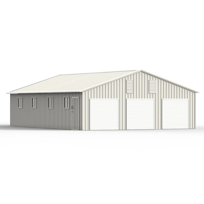 Chery Industrial 35' x 40' Three Car Garage Shed with Side Entry Door & Windows