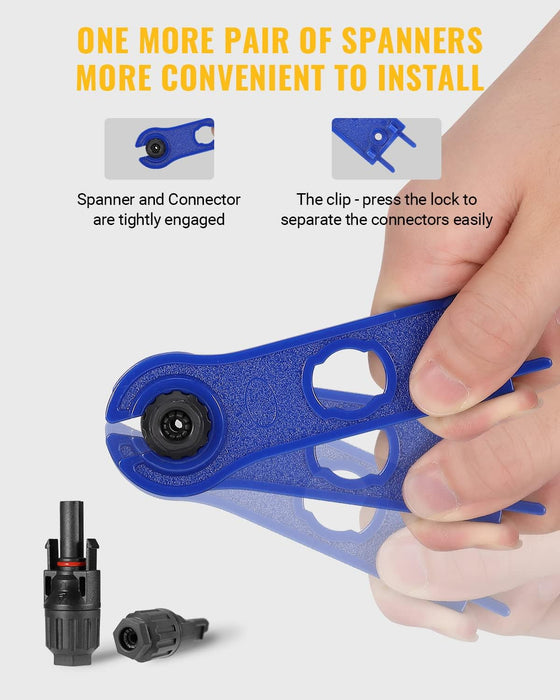 BougeRV 100PCS Solar Connector with Spanners IP67 Waterproof Solar Panel Cable Connectors Male/Female 50Pairs(10AWG)