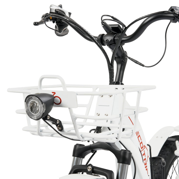 Ecotric 48V 24"x4.0 Front 20"x4.0 Rear Tires Tricycle electric bike with Front Basket  + Rear Rack-senior