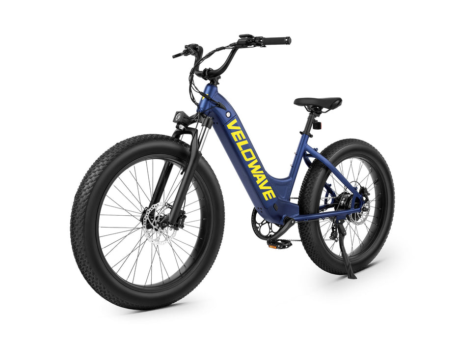 Velowave Rover Step-Thru Electric Bike 750W Motor, Fat Tires, 50-Mile Range, Hydraulic Brakes