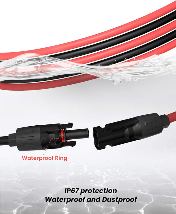 20Ft 10AWG Solar Extension Cable and 1 Pair of Solar Y Branch Parallel Connectors
