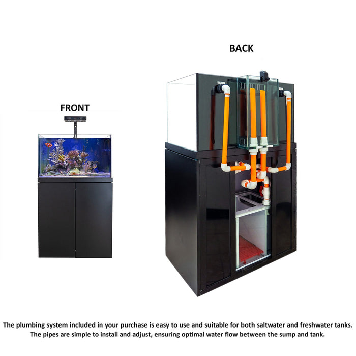 Aqua Dream Coral Reef Aquarium Tempered Glass 90 Gallon Tank Complete Set Black including one Coral light & one Protein Skimmer