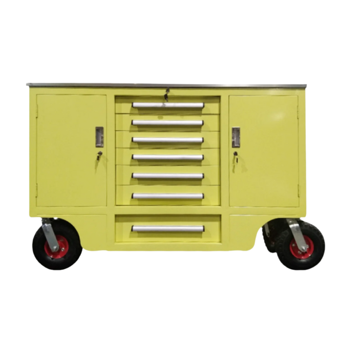 Chery Industrial 4.5ft Heavy Duty Mobile Workbench with 7 Drawers & 2 Cabinets