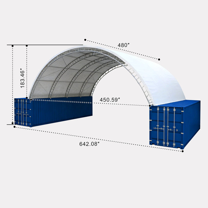 40'x40'x15' Double Truss Container Canopy Shelter