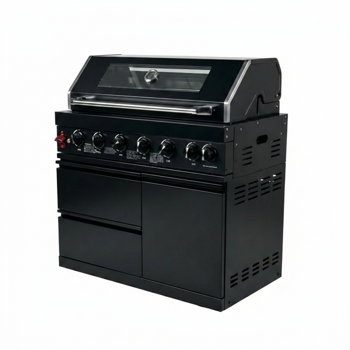 43" 6-Burner Natural NG Black Outdoor Kitchen Island Grill