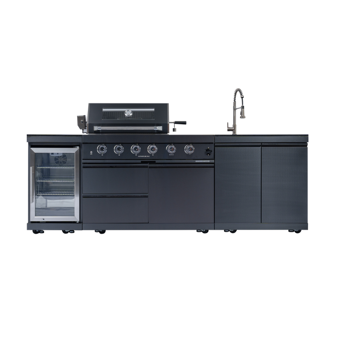 98" 4-Burner 72,000 BTU Stainless Outdoor Kitchen Island Grill with Wine Cooler & Sink