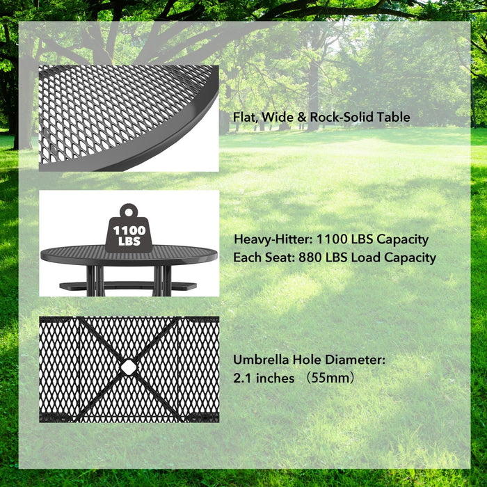 46" Round Picnic Table With Umbrella Hole