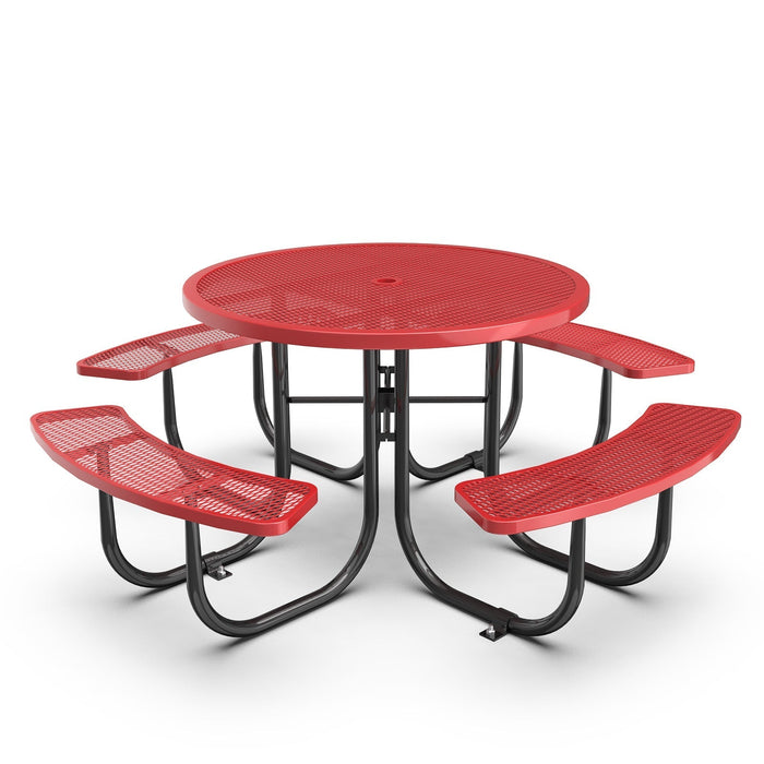 Chery Industrial 46" Metal Round Portable Picnic Table with Umbrella Hole