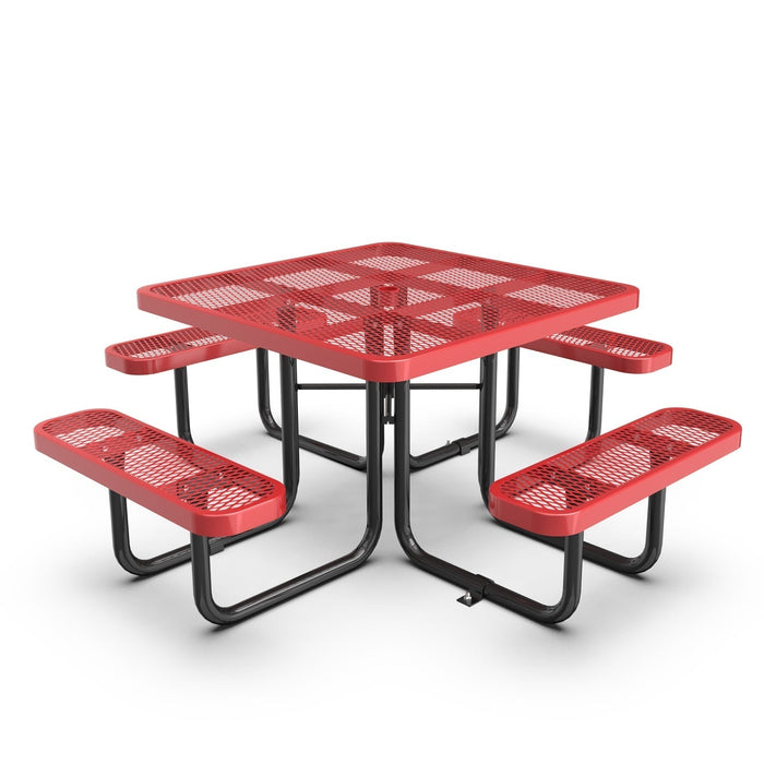 46” Square Metal Picnic Table with Umbrella Hole