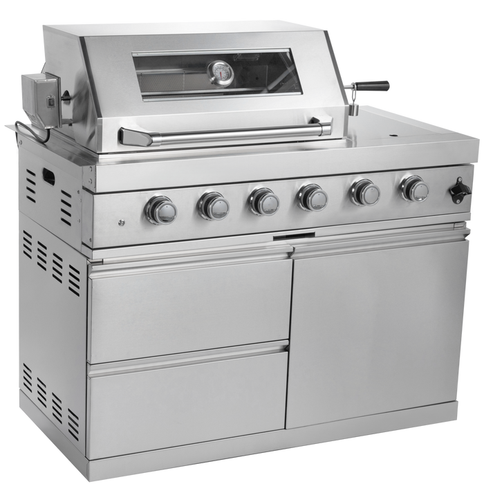 104" 4-Burner 72,000 BTU Silver Outdoor Kitchen Island Grill  with Storage Cabinets & Drawers