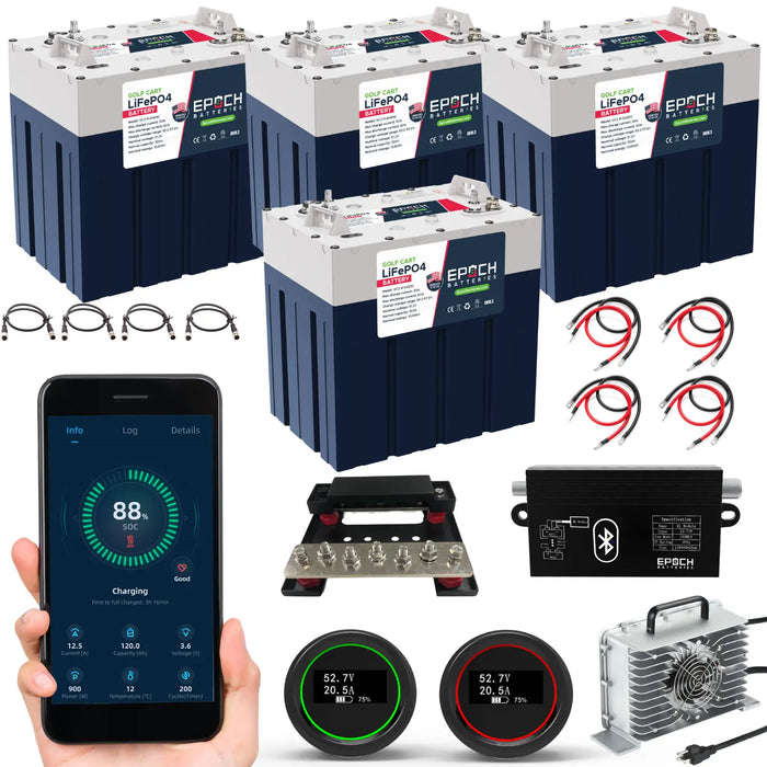 Epoch Batteries 48V 120Ah GC2 - Golf Cart LiFePO4 Lithium Battery - Complete Kit