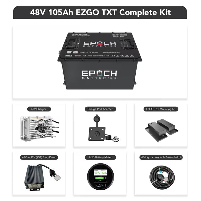 Epoch Batteries 48V 105Ah Lithium (LiFePO4) Golf Cart Battery - Complete Kit