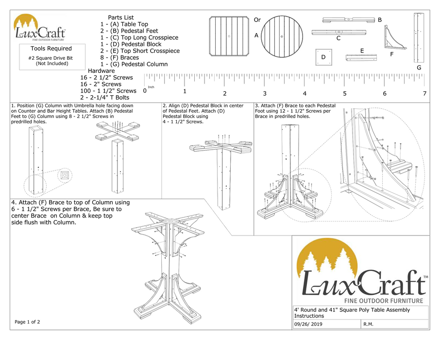 LuxCraft Recycled Plastic 4' Round Table (COUNTER HEIGHT)