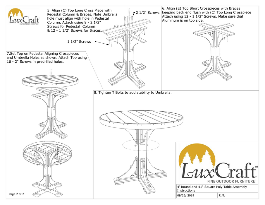 LuxCraft Recycled Plastic 4' Round Table (COUNTER HEIGHT)